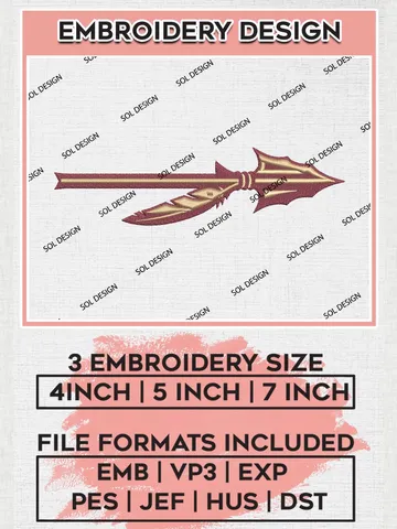 Florida State Seminoles NCAA Team Logo Machine Embroidery Design, NCAA Florida State Seminoles Embroidery Design Design files, NCAA Team Embroidery Designs, NCAA Machine Embroidery Designs, Digital Download $6.99