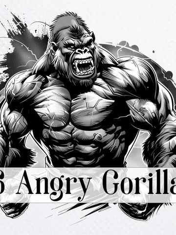 16 Angry Gorilla PNG Clipart, black and white Gorillas sublimation, Printable Watercolor Gorilla, Paper craft, junk journals $2.64