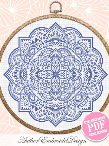 Mandala cross stitch pattern PDF download Mandala ornament cross stitch chart, Flower mandala pattern digital PDF, Mandala embroidery #M270 $4.60
