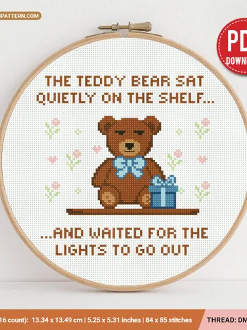 Teddy Bear Cross stitch pattern, Joke, Funny Cross stitch Chart, animals, Nursery, beginner counted, modern, DIY, embroidery, instant PDF $4.74