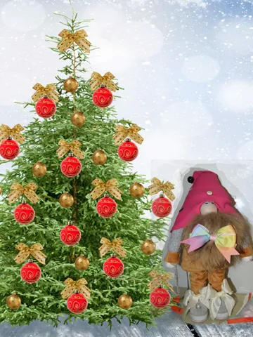 Handmade Christmas Gnome Gift Decor XMAS doll red hat bow color rainbow