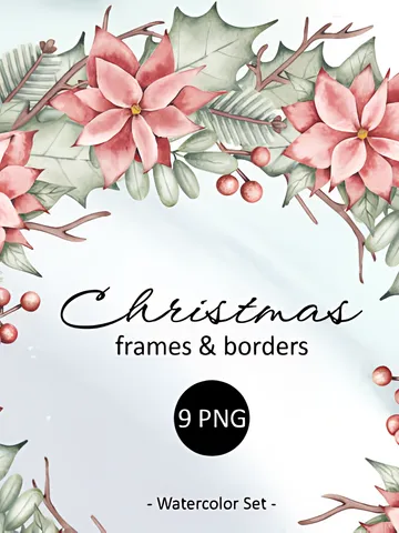 Christmas Frames, Wreath, Borders Set