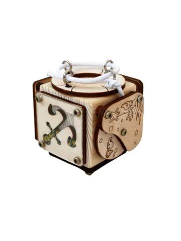 Busy cube - wooden baby fidget toy, montessori travel activity $35.00