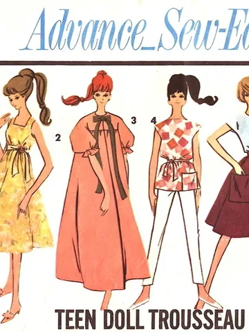 Barbie Vintage Sewing Pattern PDF Fashion Dolls size 11 1/2 inches Advance 3376