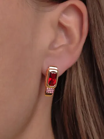 Earrings for women silver 925 jewelry gold earrings English lock with garnet and tourmaline $99.00