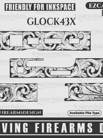 Glock 43 X Scroll With San Judas Design,pistol laser engraving,laser cut,san judas,laserengraving $59.99