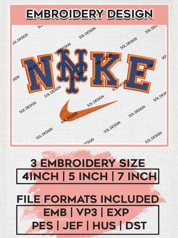 Nik.e New York Mets Team Logo Embroidery Design, MLB Team Embroidery files, New York Mets Baseball Team, MLB Mets Team, Digital Download $6.99