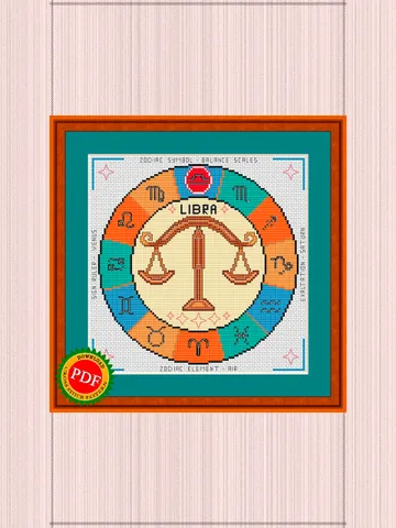 Libra Cross Stitch Pattern | Libra Zodiac Sign $4.00