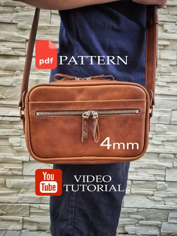 PDF Men's crossbody bag pattern - Download PDF. Punch pitch 4 mm. $6.50