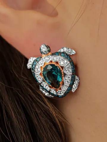 Earrings jewelry Silver gold plated 925 assay value with topaz and cubic zirconia $195.00