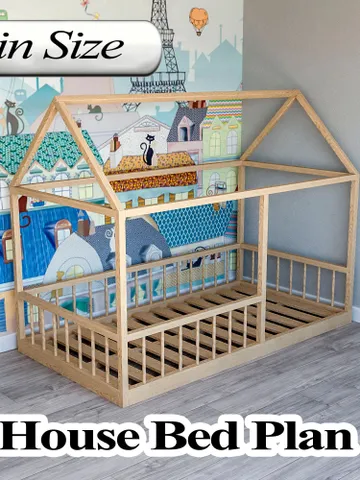 House Bed Plan, Twin Size, DIY, PDF $14.95