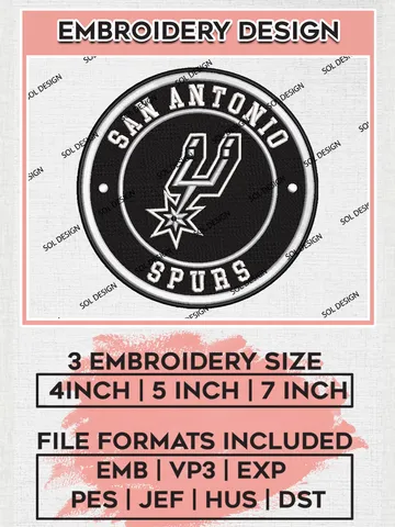 San Antonio Spurs NBA Basketball Team Logo Embroidery Design, NBA San Antonio Spurs Logo Embroidery Files, Basketball Team Machine Embroidery, Machine Embroidery Design