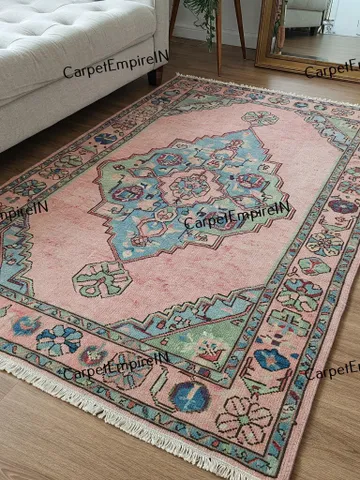 Exquisite Peach Oushak Hand Knotted Rug 4x6,5x8 6x9,8x10,9x12,10x14 ft Handmade Rugs for Living Room,gift for her-Antique Contemporary rug. $567.80