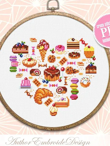 Dessert cross stitch pattern download PDF Small sweets sampler cross stitch, Mini food cross stitch chart, Bakery art, Kitchen decor #F14 $4.60