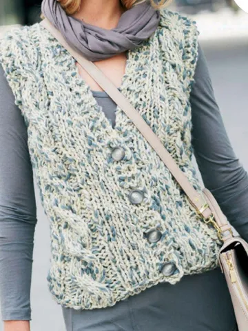 Waistcoat vest chunky pattern cardigan sleeveless top knitting pattern pdf women ladies aran waistcoat $6.68