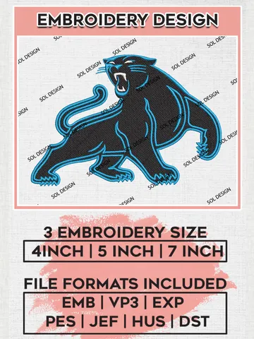 Carolina Panthers Mascot Embroidery Designs, NFL Panthers, NFL Embroidery Designs, NFL Carolina Panthers Machine Embroidery Design, Digital Download $6.99