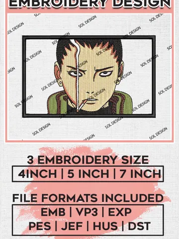 Shikamaru Embroidery Design, Naruto Anime Embroidery Files, Machine Design Pes Dst, Shikamaru Smoke Embroidery EMB_ANIME_120 $6.99