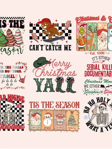 Trendy Bestseller Bundle, Retro Tis The Season PNG, Tarot Santa Claus Png, Groovy Christmas png, Skeleton Christmas, Christmas Png Bundle $8.34