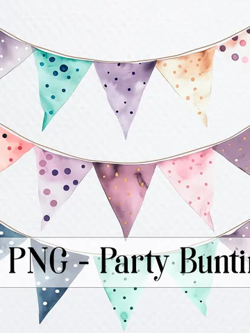 21 Party Bunting PNG Bundle, Coloured Garland Clipart, making card, Printable Watercolor clipart, High Quality PNGs, Paper crafts, Birthday $2.64