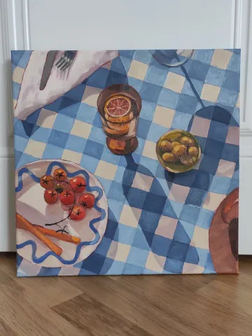 Oil painting on canvas Still life with cherry tomatoes $160.00