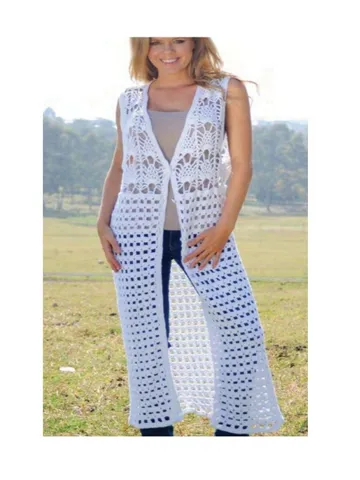Waistcoat crochet pattern, long waistcoat crochet, women summer waistcoat pdf $6.68