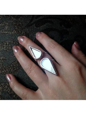 Mirror teardrop ring, Halloween ring, witchy aesthetic, protection ring, tin soldered glass ring, stained glass ring $32.00