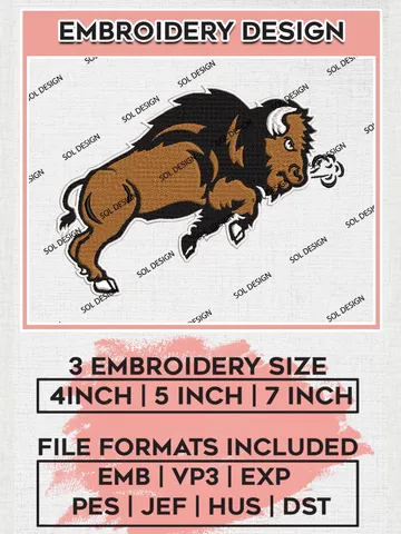 NCAA North Dakota State Bison Team Mascot Logo Machine Embroidery Design, NCAA North Dakota State Bison Team Design Design files, NCAA Team Embroidery Designs, NCAA Machine Embroidery Designs, Digital Download $6.99