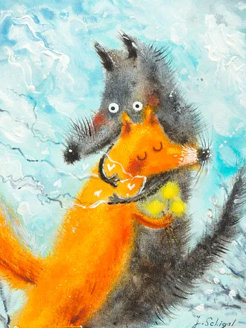 Original work by Julia Schigal "Spring date" - watercolor, gouache $159.00