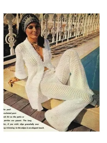 Pantsuit crochet pattern pdf, coat crochet, pants crochet, retro vintage pantsuit pdf instant download $6.68