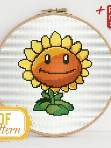 Cross stitch pattern Sunflower Cross stitch pattern Plants vs Zombies PDF Format Instant Download Home decor Modern $6.80
