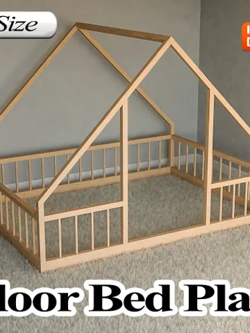 Montessori Floor House Bed Plan, Full Size, PDF, DIY $14.95