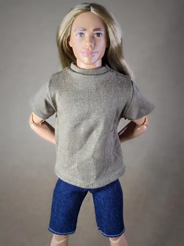 Khaki T-shirt for 12-inch fashion male dolls $19.00