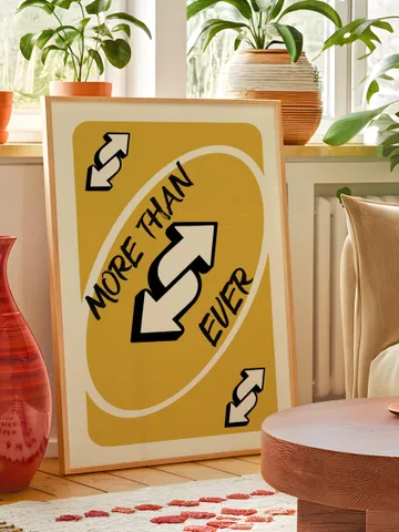 More Than Ever play Reverse Card Wall Art Funny Meme Poster Digital Download Yellow Black Typography Pop Culture Print Game Room Meme Decor $2.46