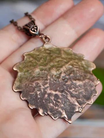 Original handmade copper electroformed pendant made of natural leaf $49.00