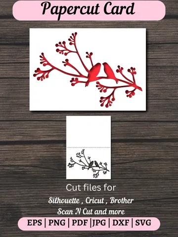 Birds Paper Cut Card svg, Papercut for Cricut, paper bird template $4.00