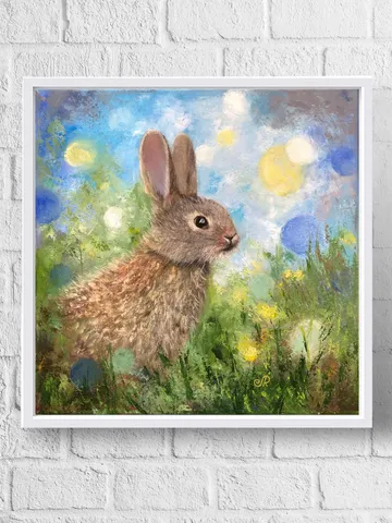 Rabbit Oil Painting Original Animal Painting Bunny Painting Hare Wall Art $142.88