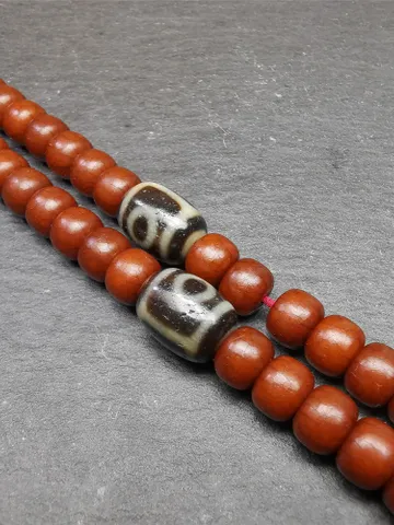 Gandhanra Tibetan Mandala 2 Eyes Dzi Bead Accessories,Dzi Spacer Beads,Marker Beads for Mala Necklace,0.63" × 0.47" $29.99