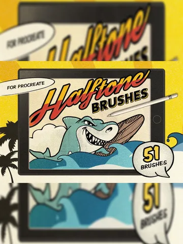 Vintage Comic Procreate Brushes – Retro Halftone, Ben Day Dots & Crosshatching