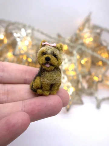 Tiny needle felted Yorkshire terrier, yorkie dog miniature, made to order $32.00