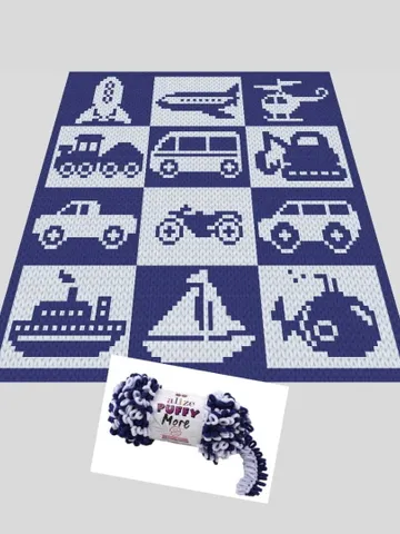 Loop yarn Finger knitted Vehicle blanket pattern