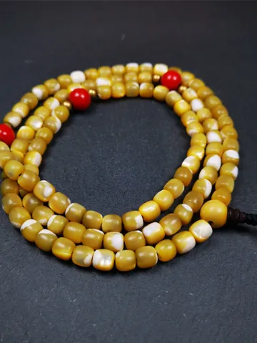 Gandhanra Old 108 Tibetan Mala,Fish Bone Prayer Beads,Rosary for Meditation,Diameter 0.26", Circumference 30" $99.99
