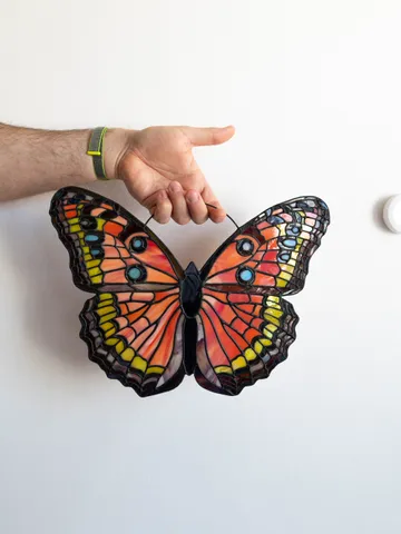 Butterfly Stained Glass, Handmade Glass Art, Window Suncatcher, Wall Hanging Decor $400.00