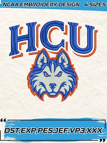 Houston Christian Huskies Logo Embroidery Design,NCAA Logo Embroidery Design,Machine Embroidery Design File,4 Sizes, Digital Download $4.99