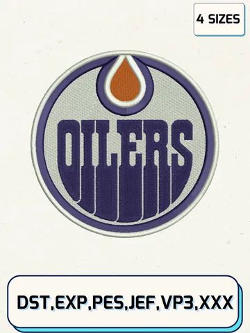 Edmonton Oilers Embroidery Design Files, NHL Logos Embroidery Designs, Machine Embroidery Files, 4 Sizes