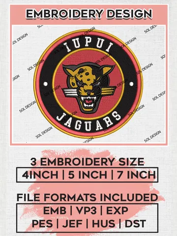 NCAA IU Indianapolis Jaguars Round Logo Embroidery, NCAA IU Indianapolis Jaguars Embroidery Design files, NCAA Teams, NCAA Machine embroidery designs, Digital Download $6.99