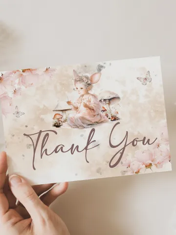 Editable Fairy Birthday thank you card template Fairy Floral Birthday Magical Enchanted Fairy Birthday Pixie Fairy Party Magical fa12 $12.78