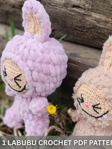 Smiling Bunny CROCHET PATTERN, Labubu Inspired Amigurumi Plushies, Creepy Cute Monster Rabbit Toy, Ugly sweetie Lafufu $2.99
