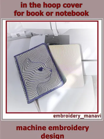 In The Hoop Cover for Book or Notebook with quilting Cat Embroidery Design ITH by Embroidery Manavi 05 $6.00