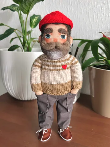 Textile doll sailor with tattoo in a beige sweater $140.00