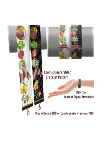 Easter Bracelet patterns in Loom-Square Stitch technique for Miyuki Delicas and Preciosa. Seed Bead Pattern. Instant Download $5.00